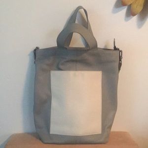 Gray 100% leather handbag